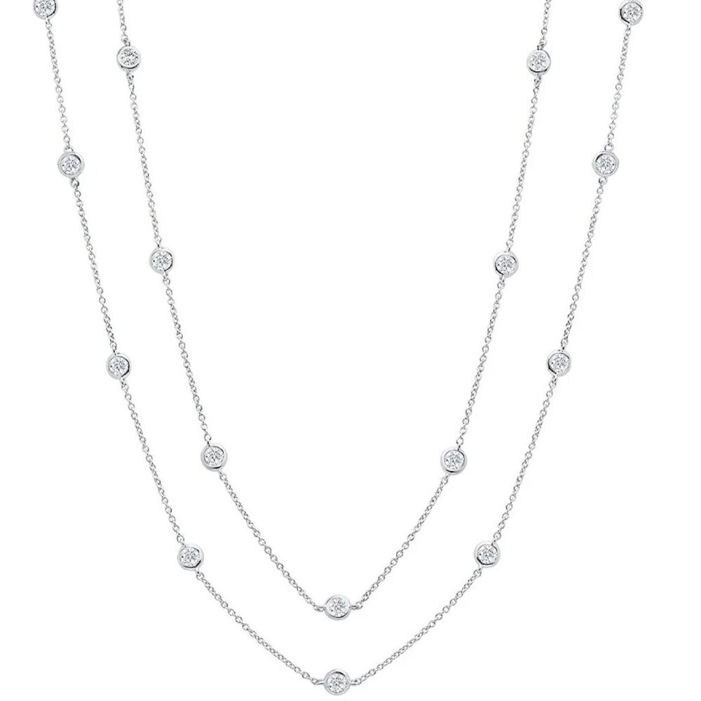 CRISLU 36" Station Necklace Finished in Platinum CZ